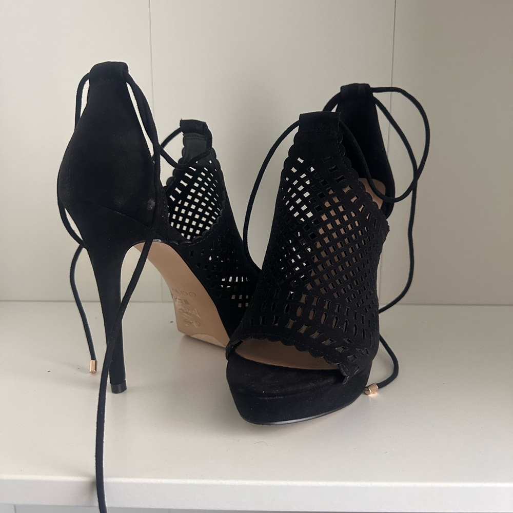 Black lace up heels